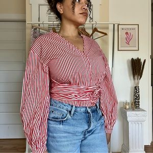 Striped orange and white blouse